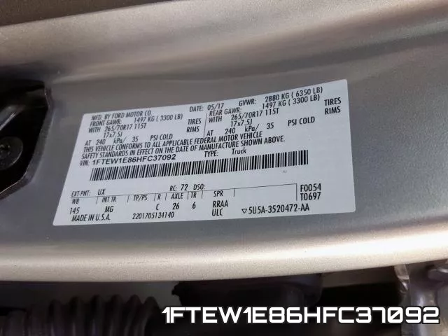 1FTEW1E86HFC37092 фото 2