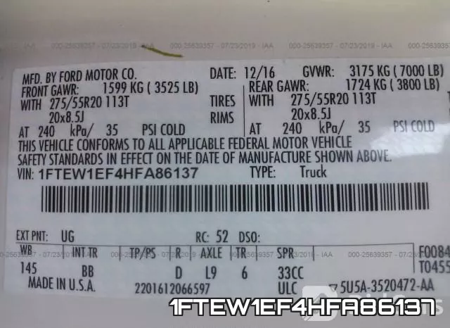 1FTEW1EF4HFA86137 фото 10