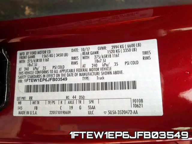 1FTEW1EP6JFB03549 фото 2
