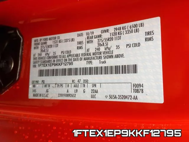 1FTEX1EP9KKF12795 фото 2