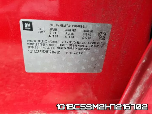 1G1BC5SM2H7216702 фото 2