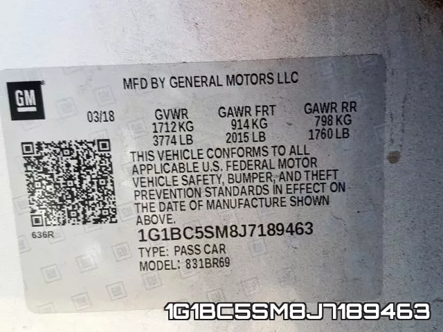 1G1BC5SM8J7189463 фото 2
