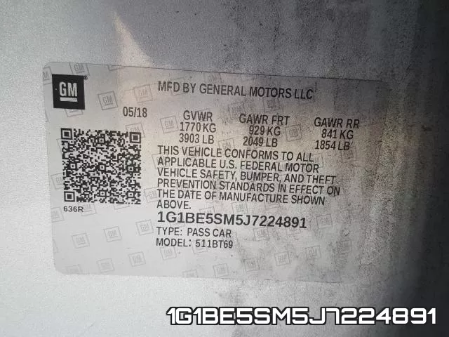 1G1BE5SM5J7224891 фото 2