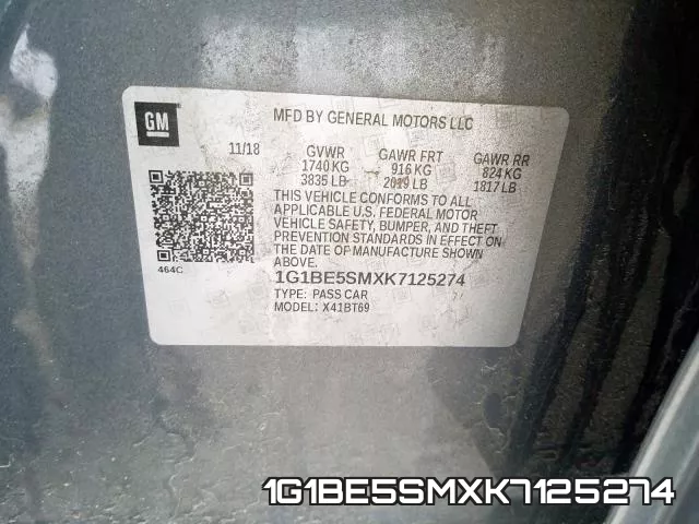 1G1BE5SMXK7125274 фото 2