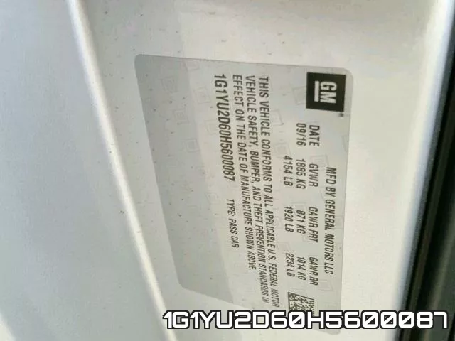 1G1YU2D60H5600087 фото 2