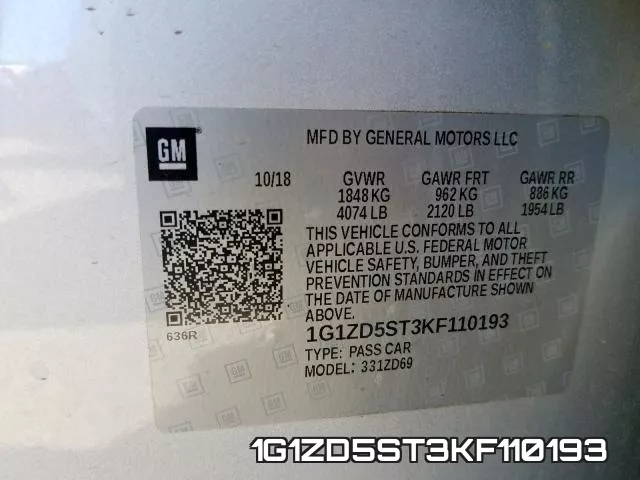 1G1ZD5ST3KF110193 фото 2