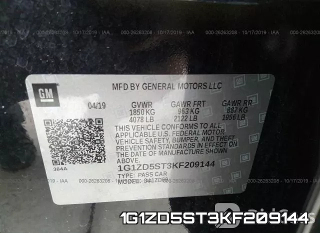 1G1ZD5ST3KF209144 фото 10
