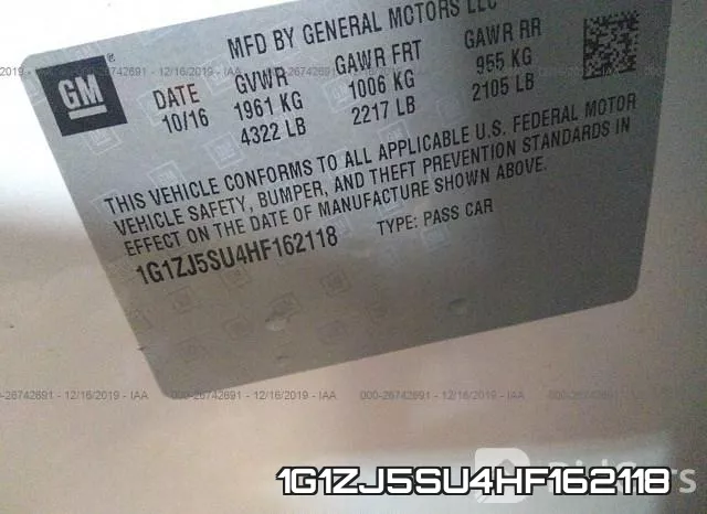 1G1ZJ5SU4HF162118 фото 10