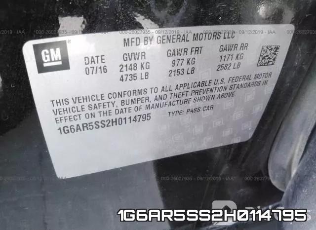 1G6AR5SS2H0114795 фото 10