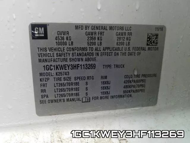 1GC1KWEY3HF113269 фото 2