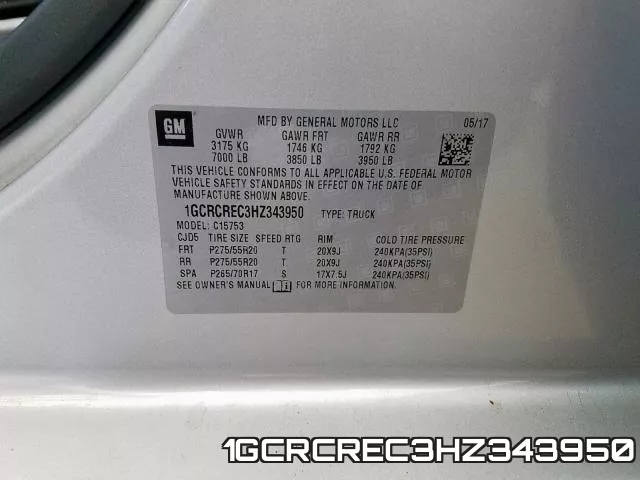 1GCRCREC3HZ343950 фото 2