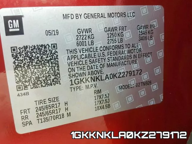 1GKKNKLA0KZ279172 фото 2