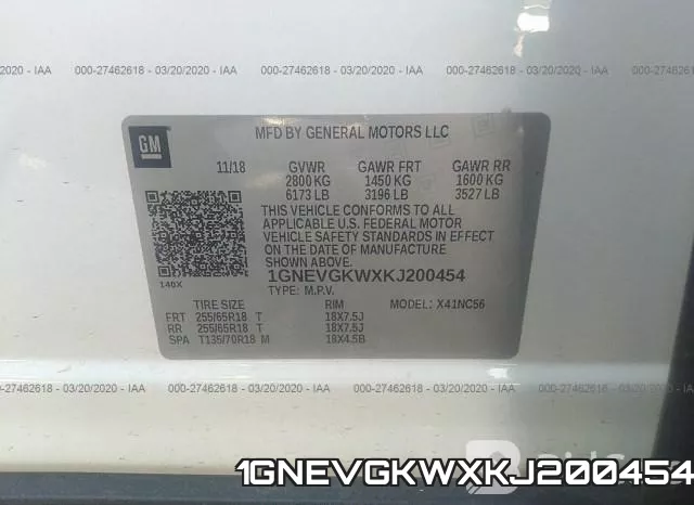 1GNEVGKWXKJ200454 фото 10