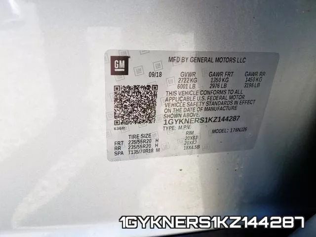 1GYKNERS1KZ144287 фото 2
