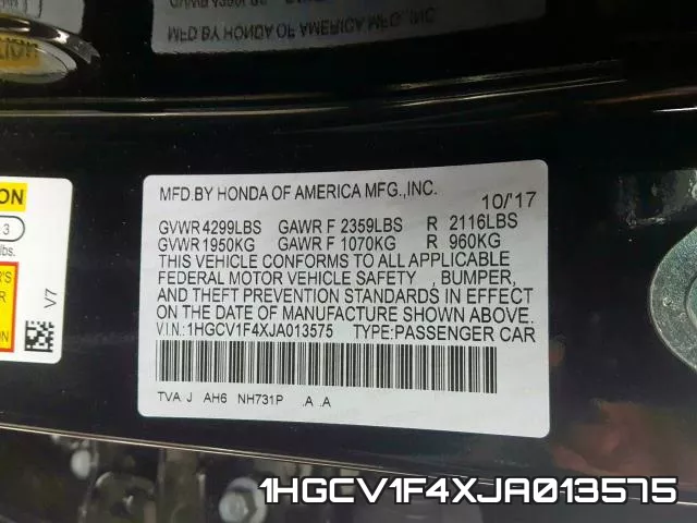 1HGCV1F4XJA013575 фото 2