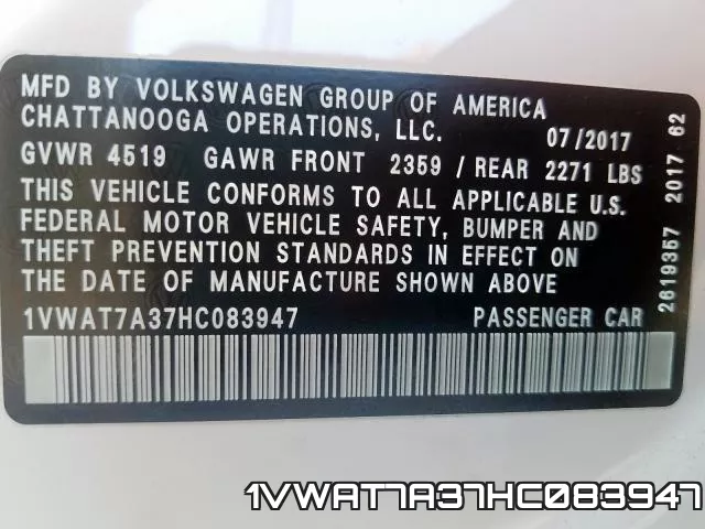 1VWAT7A37HC083947 фото 2