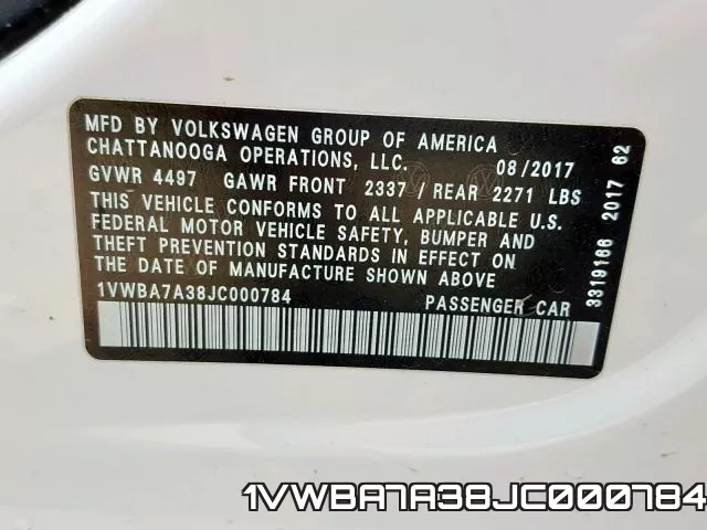 1VWBA7A38JC000784 фото 2