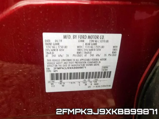 2FMPK3J9XKBB99871 фото 2