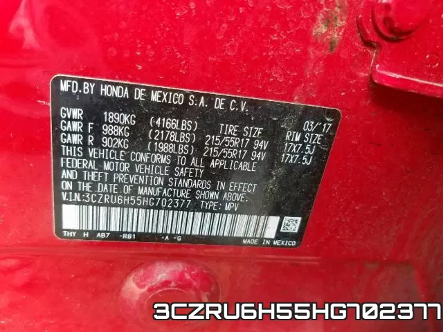 3CZRU6H55HG702377 фото 2
