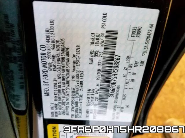 3FA6P0H75HR208867 фото 2