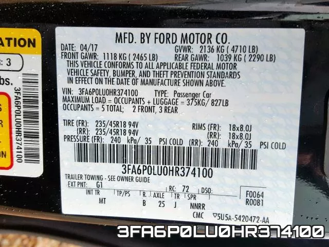 3FA6P0LU0HR374100 фото 2