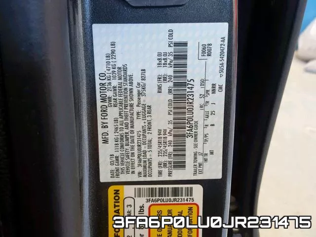 3FA6P0LU0JR231475 фото 2