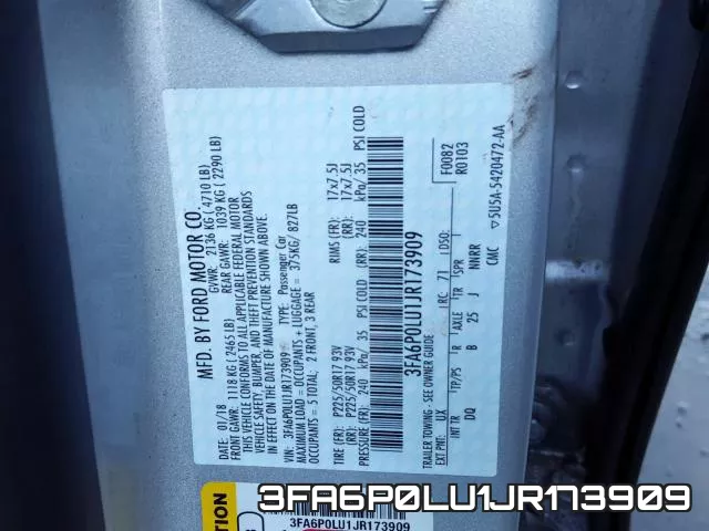 3FA6P0LU1JR173909 фото 2