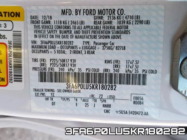 3FA6P0LU5KR180282 фото 2