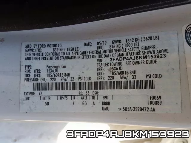 3FADP4AJ8KM153923 фото 2