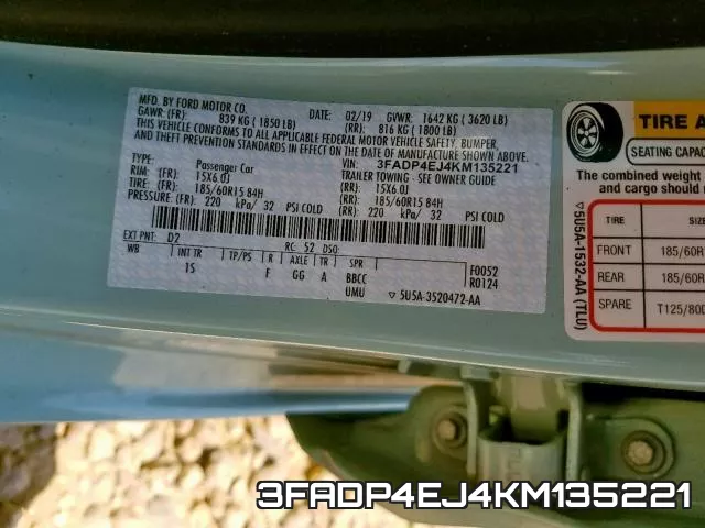 3FADP4EJ4KM135221 фото 2