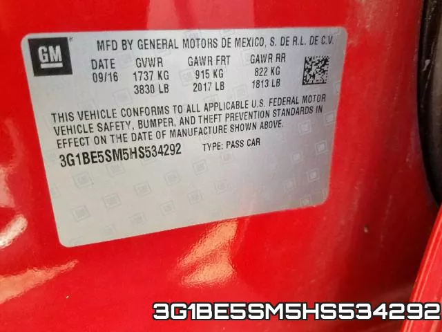 3G1BE5SM5HS534292 фото 2