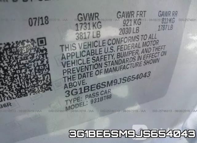 3G1BE6SM9JS654043 фото 10