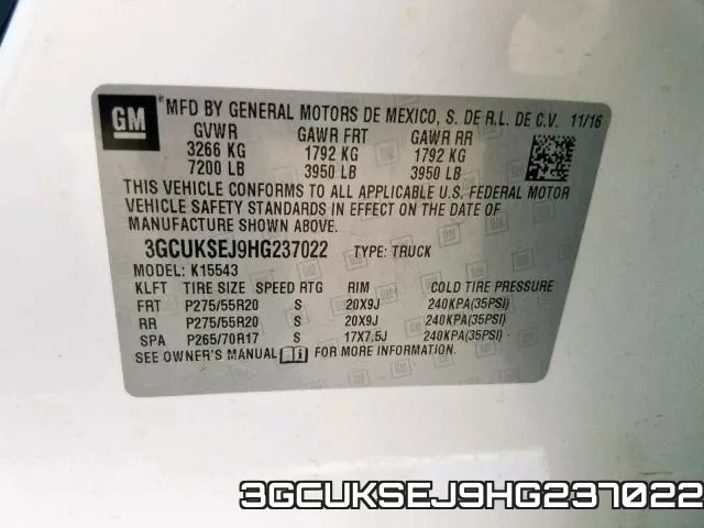 3GCUKSEJ9HG237022 фото 2