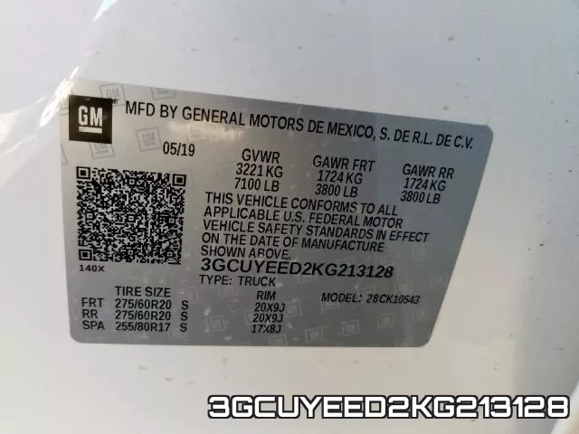 3GCUYEED2KG213128 фото 2