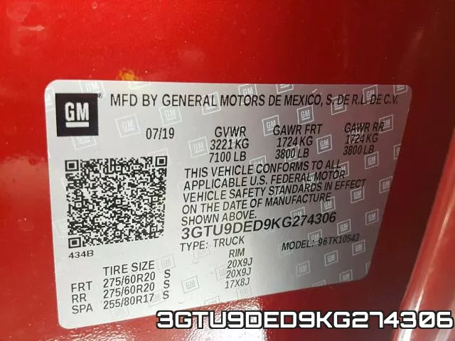 3GTU9DED9KG274306 фото 2