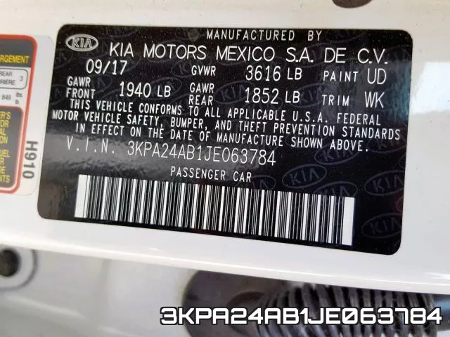 3KPA24AB1JE063784 фото 2