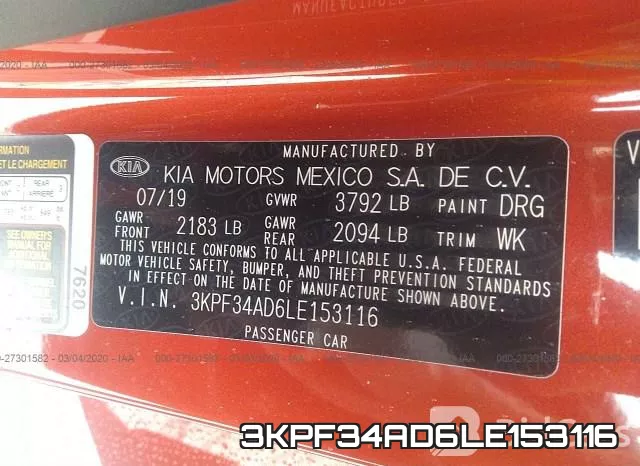 3KPF34AD6LE153116 фото 10