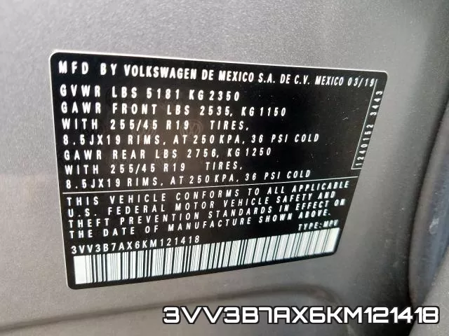 3VV3B7AX6KM121418 фото 2