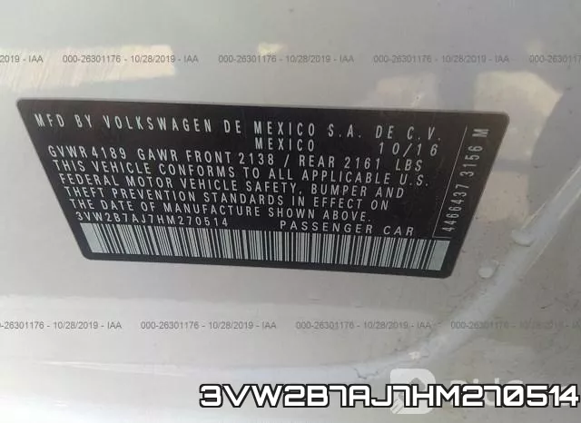 3VW2B7AJ7HM270514 фото 10