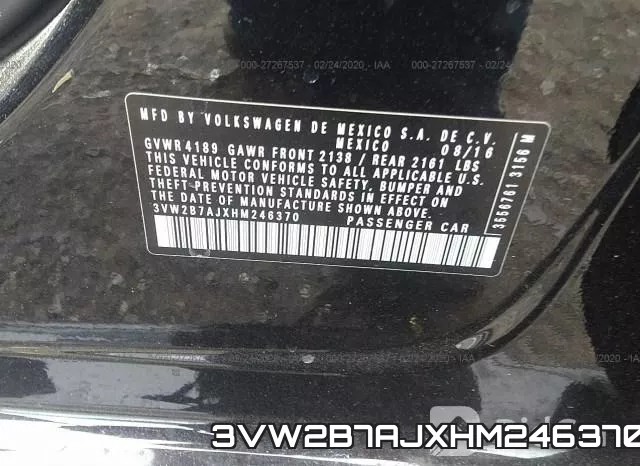 3VW2B7AJXHM246370 фото 10