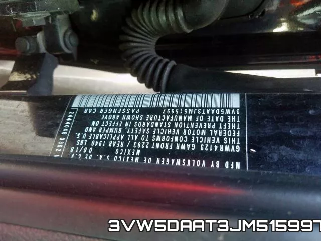 3VW5DAAT3JM515997 фото 2
