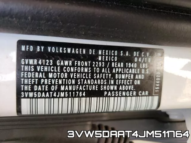 3VW5DAAT4JM511764 фото 2