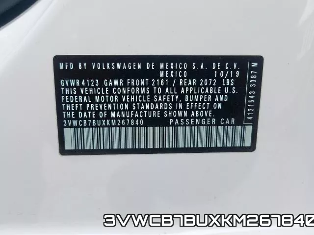 3VWCB7BUXKM267840 фото 2
