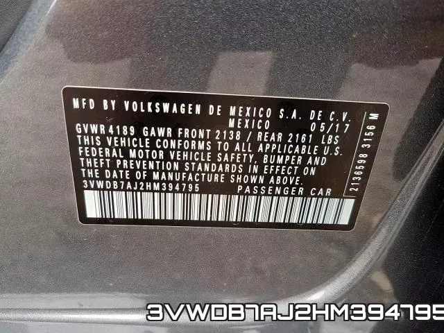 3VWDB7AJ2HM394795 фото 2