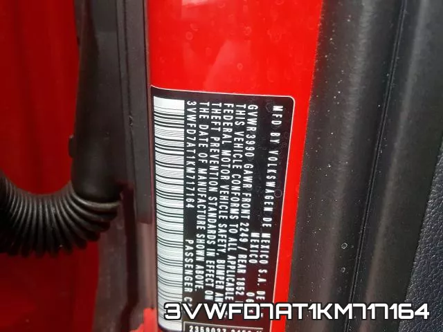 3VWFD7AT1KM717164 фото 2