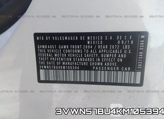 3VWN57BU4KM105394 фото 10