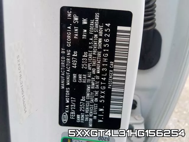 5XXGT4L31HG156254 фото 2