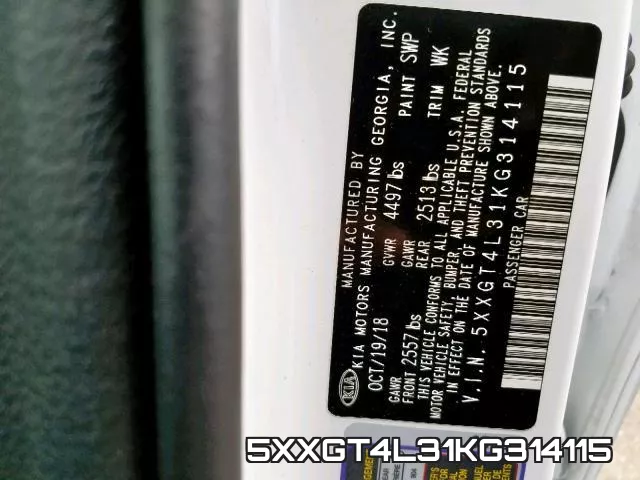 5XXGT4L31KG314115 фото 2