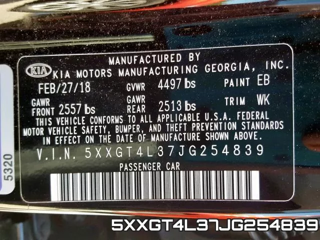 5XXGT4L37JG254839 фото 2
