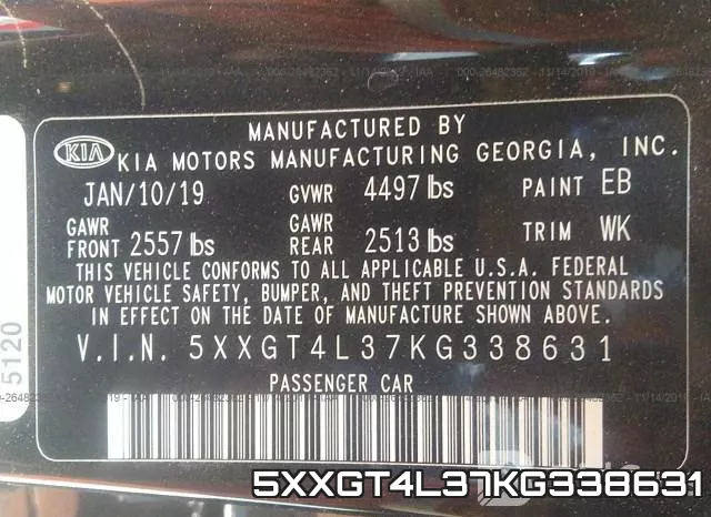 5XXGT4L37KG338631 фото 10